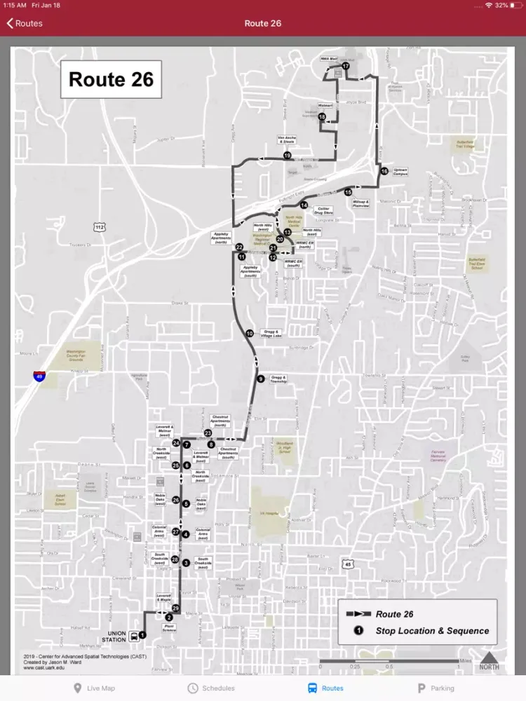Razorback Transit - Live Maps iPad 应用截图