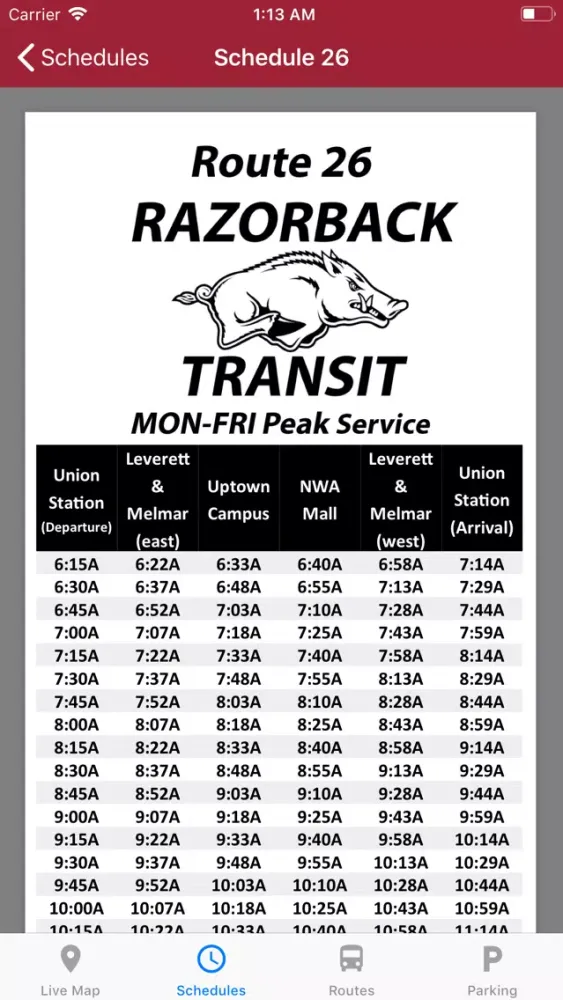 Razorback Transit - Live Maps应用截图