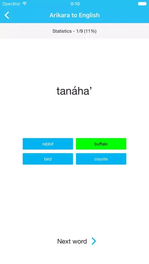 Ảnh chụp màn hình của Arikara Vocab Builder