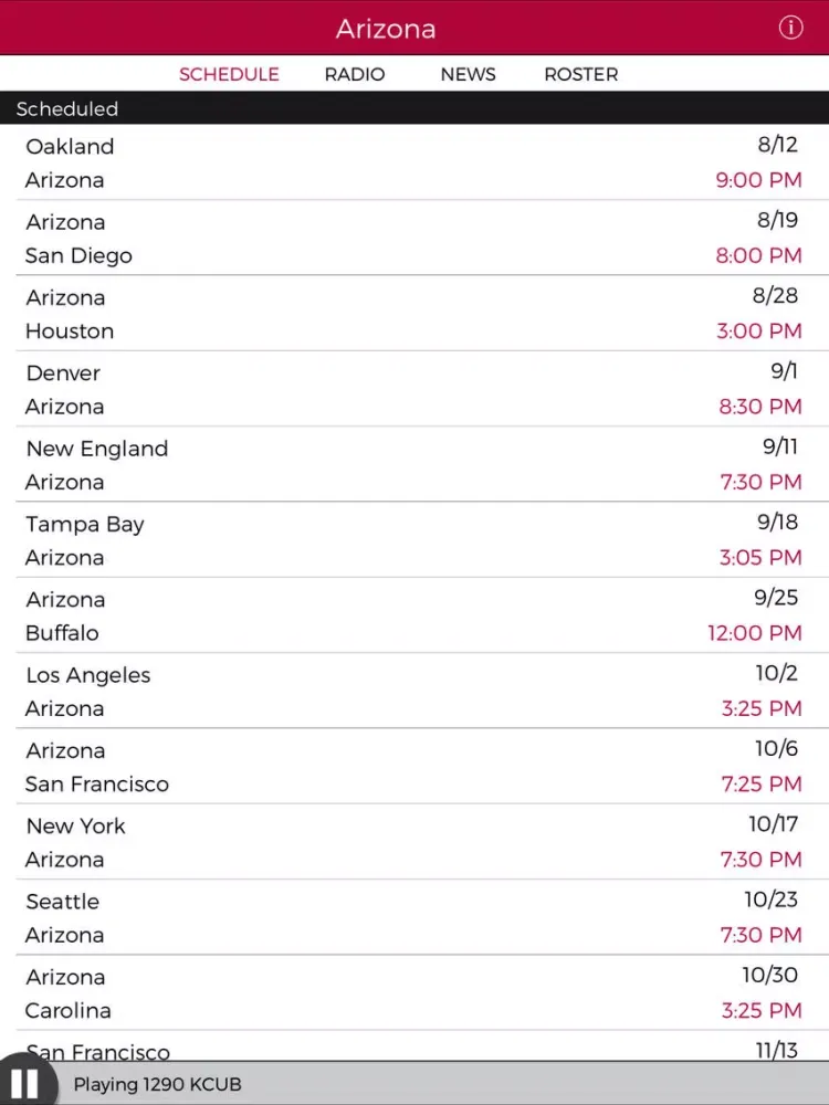 Screenshot di Arizona Football Radio & Live Scores iPad 