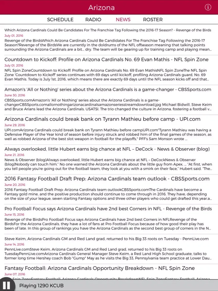 Screenshot di Arizona Football Radio & Live Scores iPad 