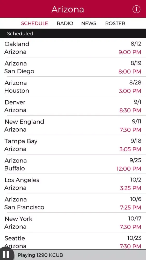 Screenshot di Arizona Football Radio & Live Scores