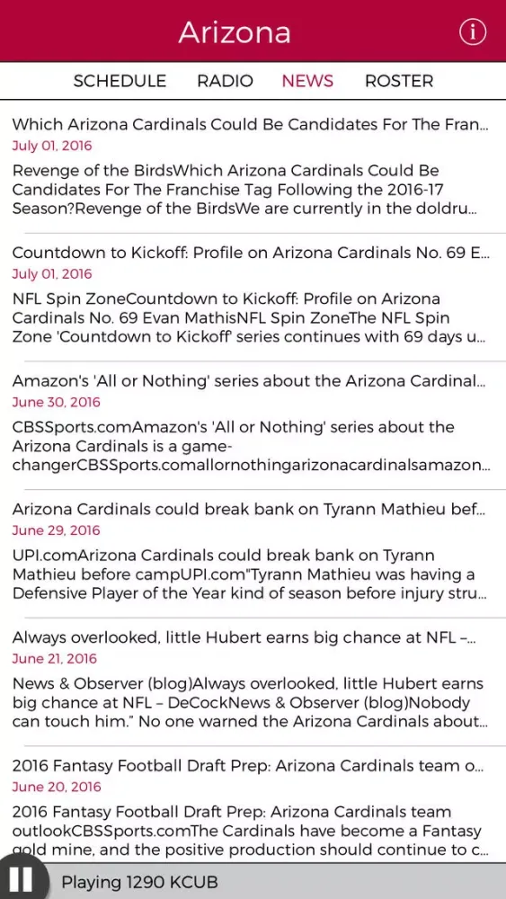 Screenshot di Arizona Football Radio & Live Scores