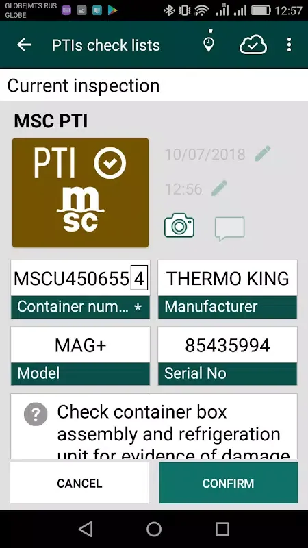 arl Reefer Container PTI 스크린샷