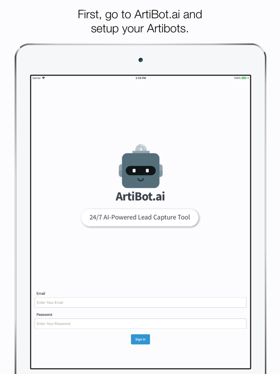ArtiBot.ai iPad  سکرین شاٹس