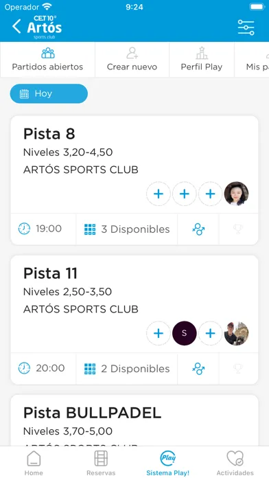 Capturas de tela do Artos Sports Club