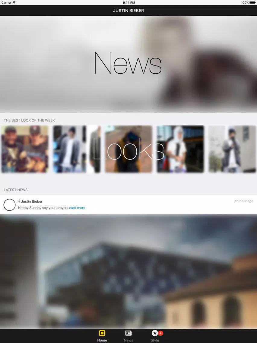 Tangkapan skrin News Justin Bieber Edition iPad 