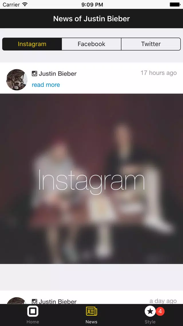 Tangkapan skrin News Justin Bieber Edition