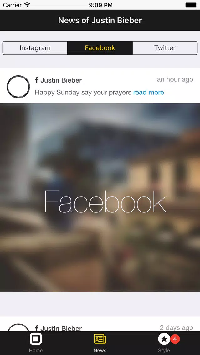 Tangkapan skrin News Justin Bieber Edition