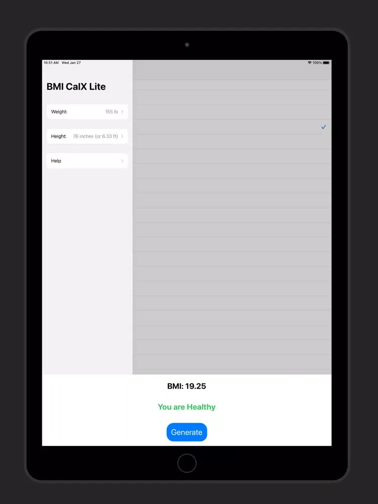 BMI CalX Lite iPad  স্ক্রিনশট