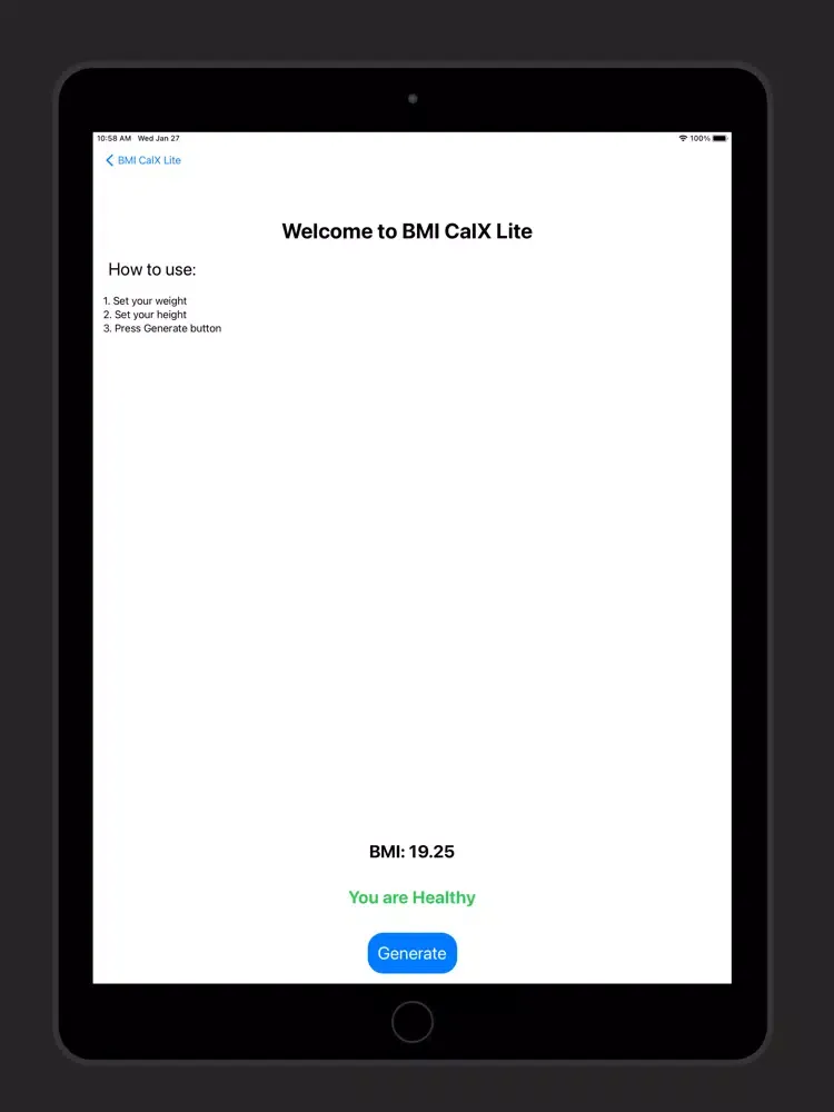 BMI CalX Lite iPad  স্ক্রিনশট