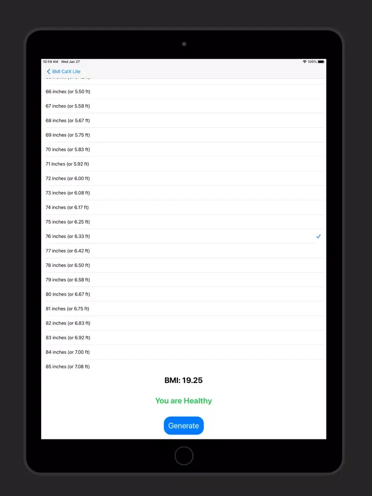 BMI CalX Lite iPad  স্ক্রিনশট