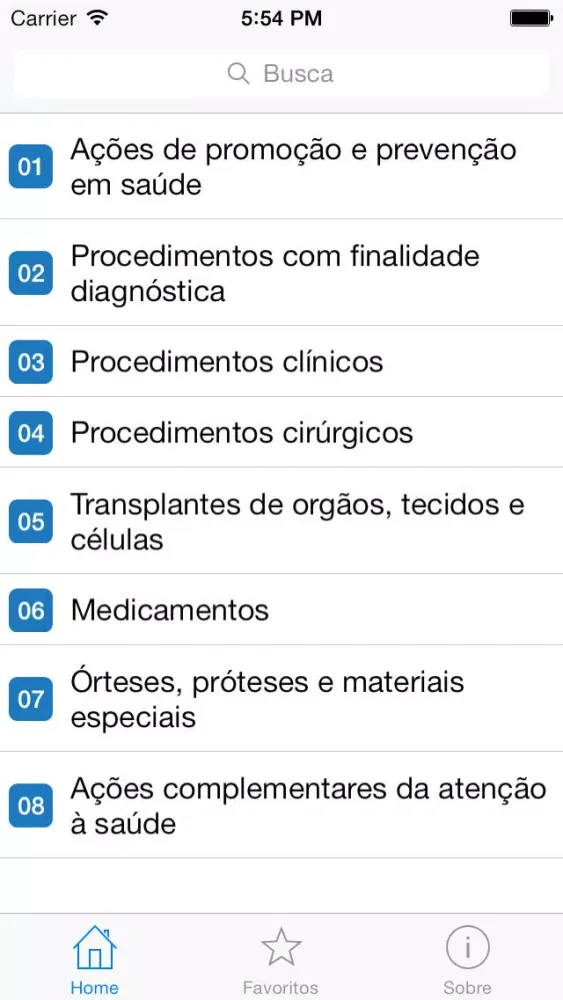 Zrzuty ekranu Procedimentos SUS