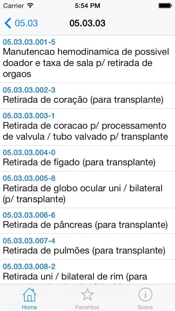 Zrzuty ekranu Procedimentos SUS