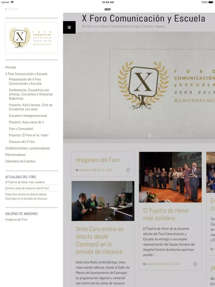 Capturas de pantalla de Foro Comunicación y Escuela iPad 