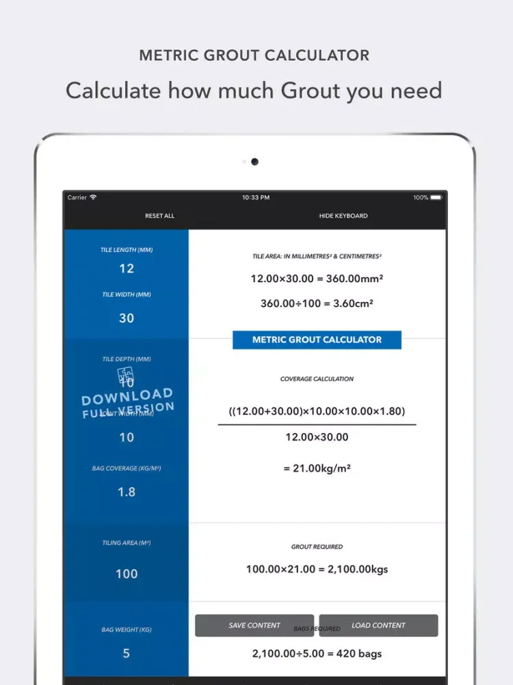 Tile Calculator 2020 LITE iPad  स्क्रीनशॉट