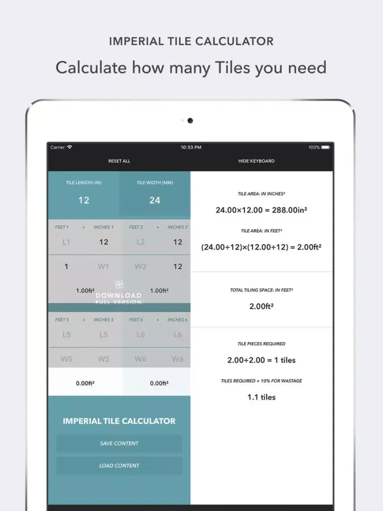 Tile Calculator 2020 LITE iPad  स्क्रीनशॉट