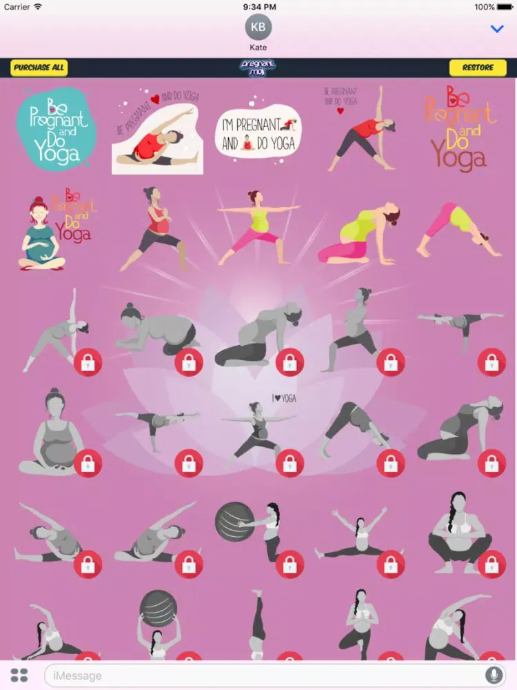 Pregnant YogaMoji Stickers iPad 应用截图