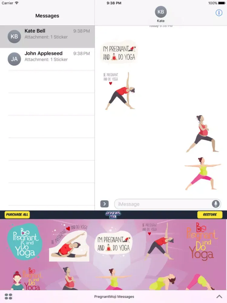 Pregnant YogaMoji Stickers iPad 应用截图