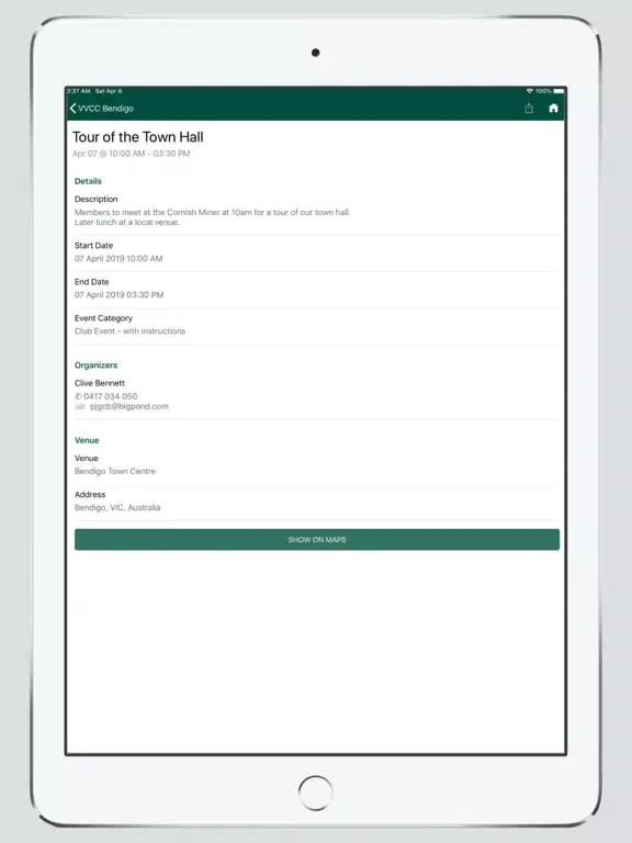 تصاویر VVCC Bendigo iPad 