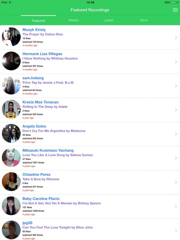 RisingStars Karaoke iPad  स्क्रीनशॉट