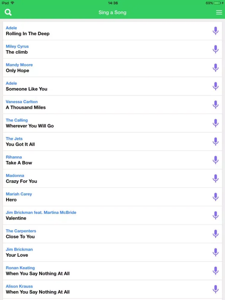 RisingStars Karaoke iPad  स्क्रीनशॉट
