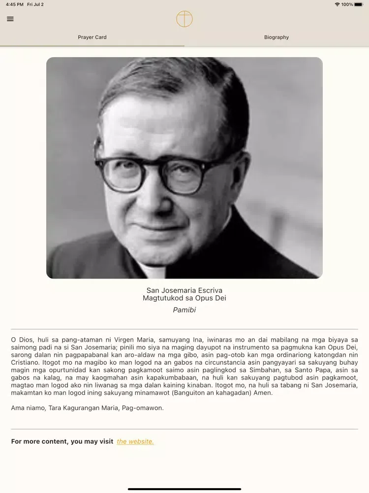 Opus Dei Prayer Cards iPad  Screenshots