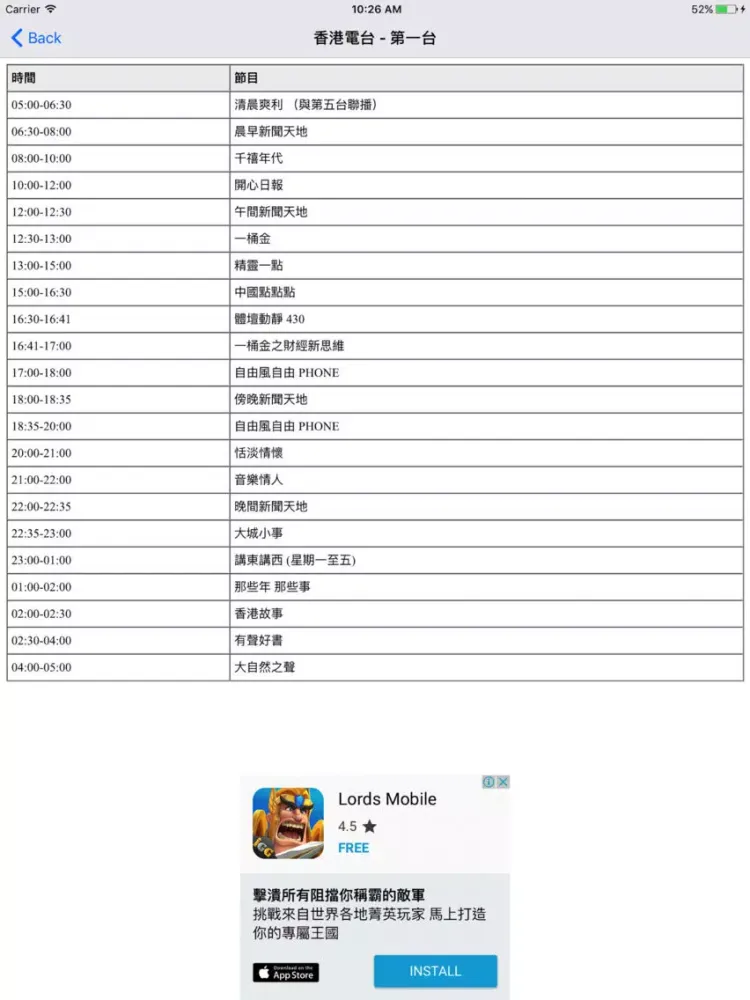 香港收音機 (Hong Kong Radio) iPad 應用截圖