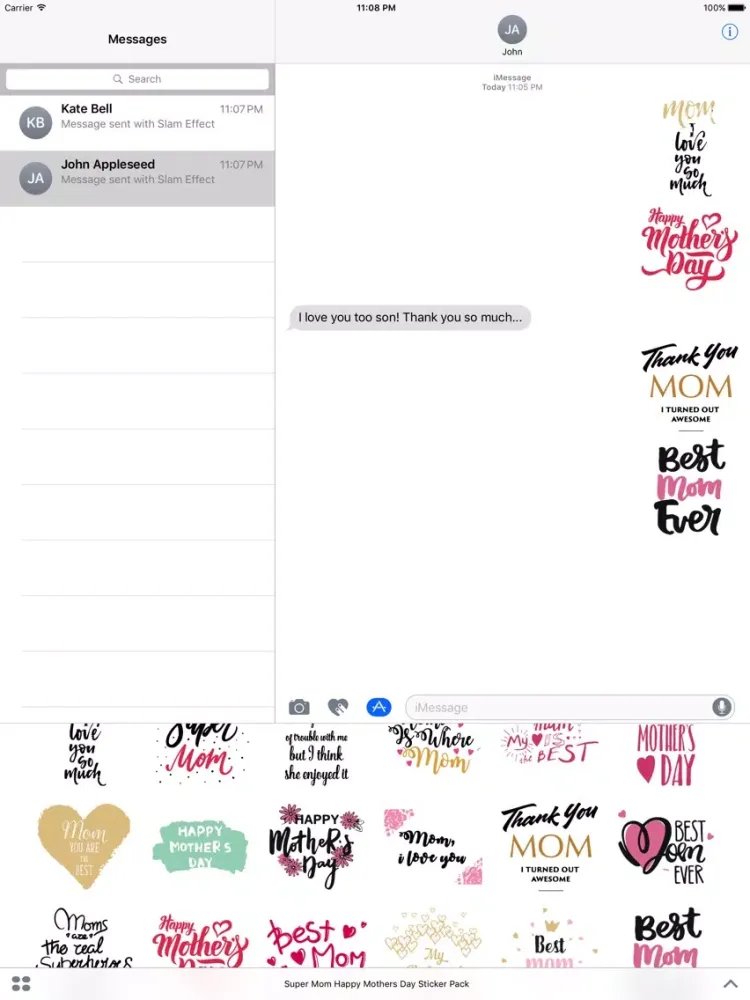 Super Mom Mothers Day Sticker Pack iPad  Screenshots