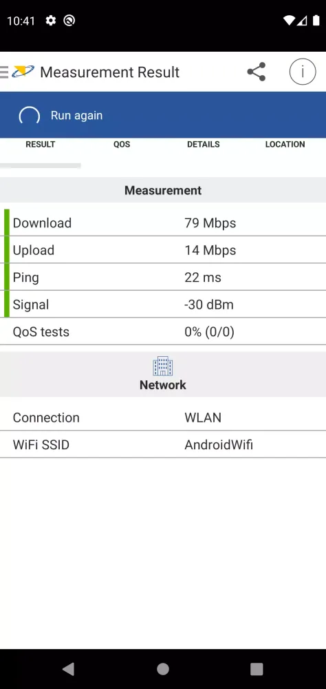 Tangkapan skrin RAK NetTest