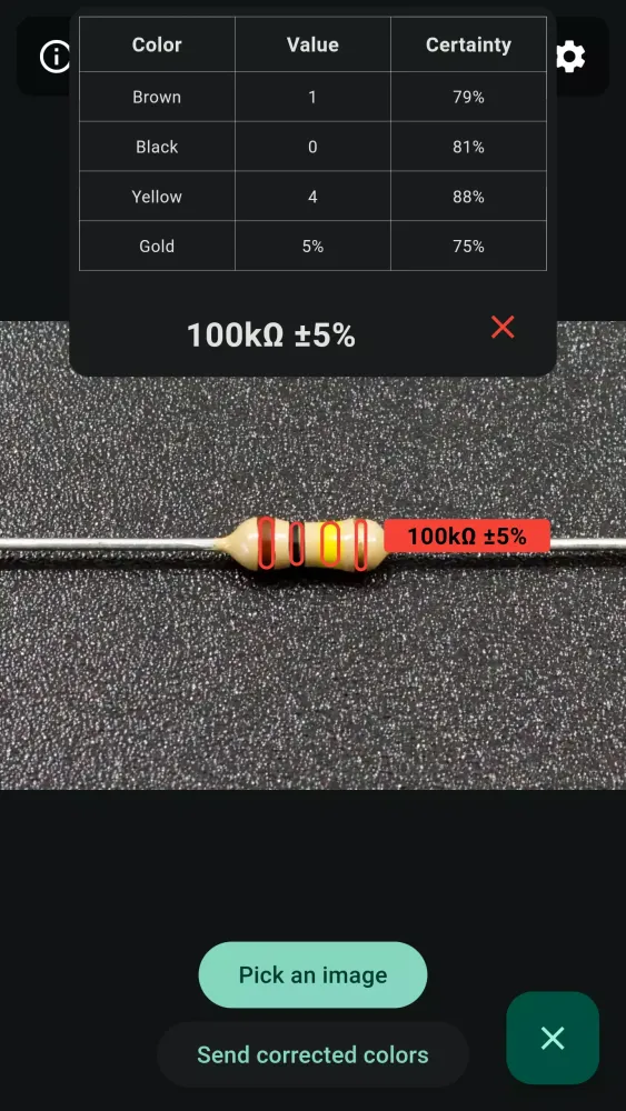 Resistor Color Code Scanner سکرین شاٹس