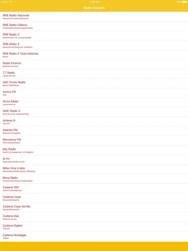 Radio Channel Spain FM Online Streaming Pro iPad  Screenshots