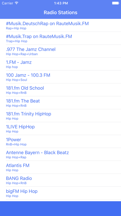 Zrzuty ekranu HipHop Radio FM - Streaming and listen live to online hip hop, r’n’b and rap beat music from radio station all over the world with the best audio player