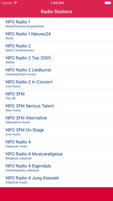 Tangkapan skrin Radio Netherlands FM - Stream and listen to live online music, news channel and muziek show with Dutch streaming station player