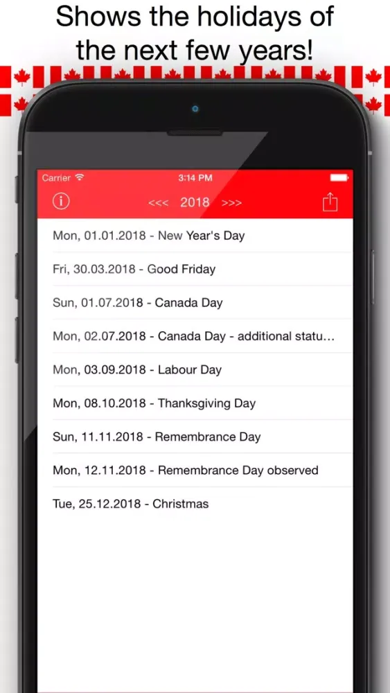 Holiday Calendar Canada 2016 - Public Statutory Canadian Holidays for Vacation and free time Planning Screenshots