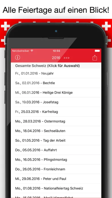 Capturas de tela do Feiertage Schweiz Kalender & Kalenderwochen