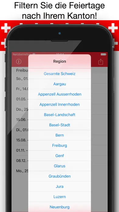Capturas de tela do Feiertage Schweiz Kalender & Kalenderwochen