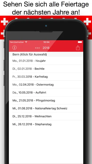Capturas de tela do Feiertage Schweiz Kalender & Kalenderwochen