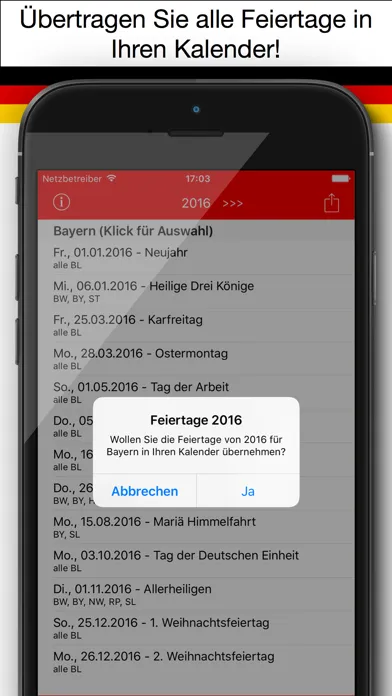 Screenshot di Feiertag Kalender Deutschland 2016