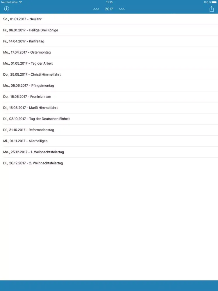 Feiertag Kalender Bayern iPad  स्क्रीनशॉट