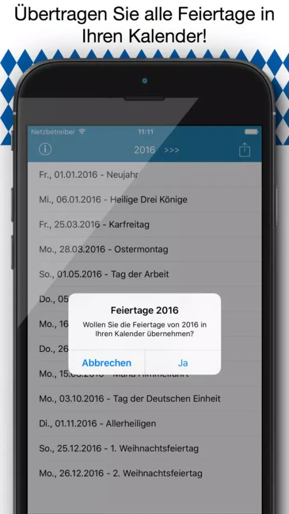 Feiertag Kalender Bayern स्क्रीनशॉट
