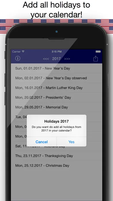Holiday Calendar USA 2016 - Federal Public US Holidays for Vacation and free time Planning Screenshots