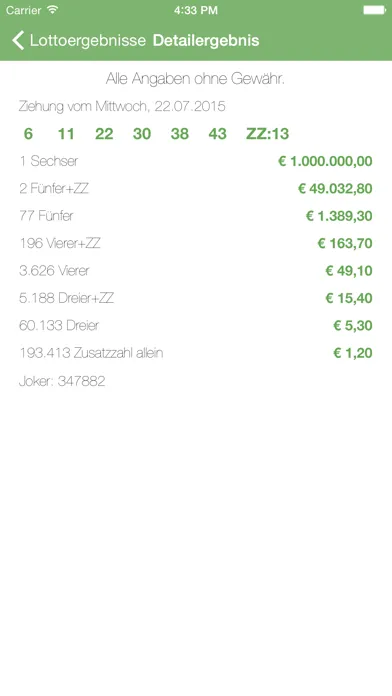 Lottozahlen Österreich - Lottoergebnis und Zahlen für österreichisches Lotto 6 aus 45 und Joker Screenshots