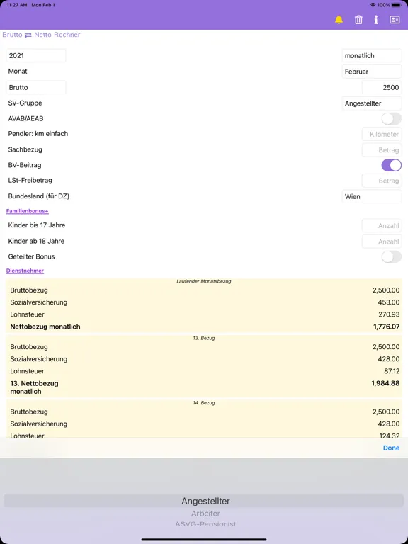 تصاویر Brutto/Netto Rechner iPad 