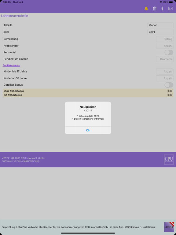 Ảnh chụp màn hình của Lohnsteuertabelle iPad 