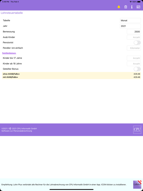 Ảnh chụp màn hình của Lohnsteuertabelle iPad 