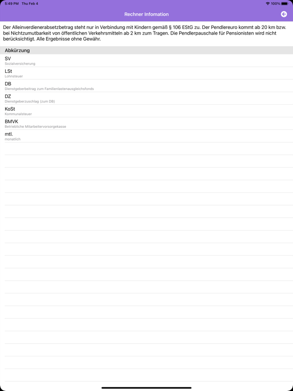 Ảnh chụp màn hình của Lohnsteuertabelle iPad 