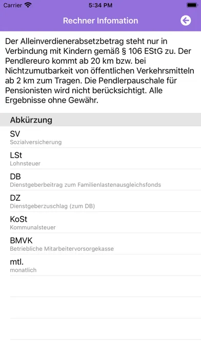 ภาพหน้าจอของ Lohnsteuertabelle