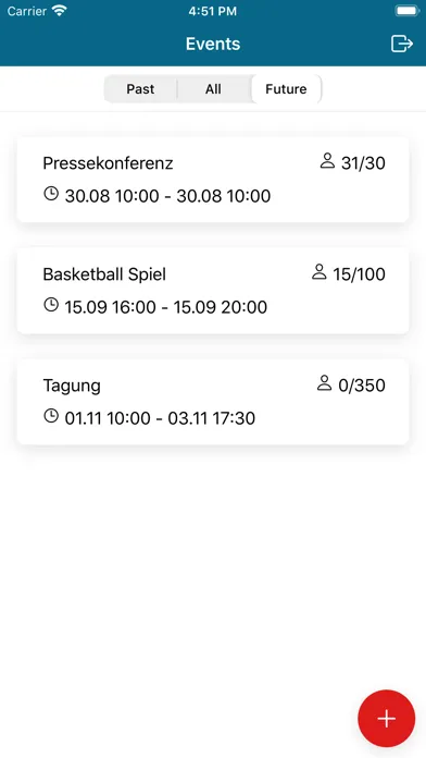 Screenshot di EASSy Events