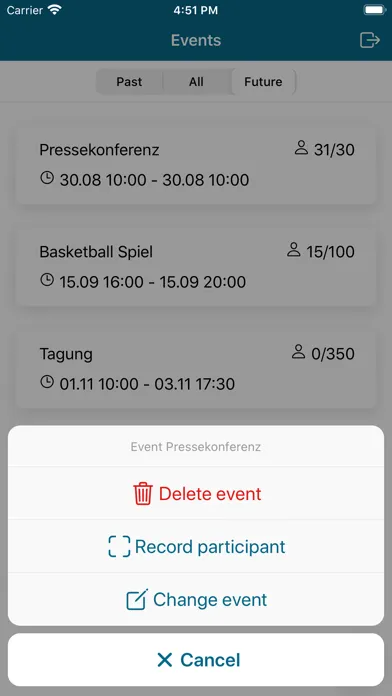 Screenshot di EASSy Events